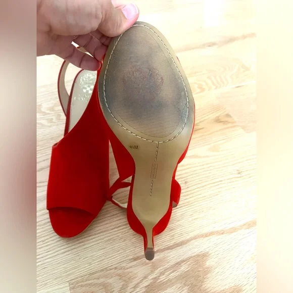 Vince Camuto Red Suede Stiletto Sandals 8.5 - Picture 6 of 6
